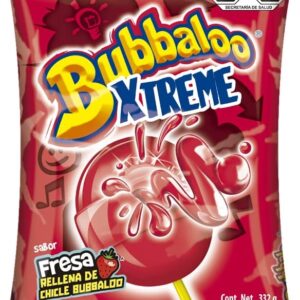 Paleta bubbaloo xtreme mora azul y fresa 16 pz