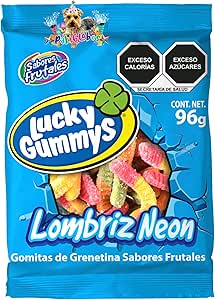 Lucky Gummy Gomitas Dulces Lombrices Lombriz neón Gusano