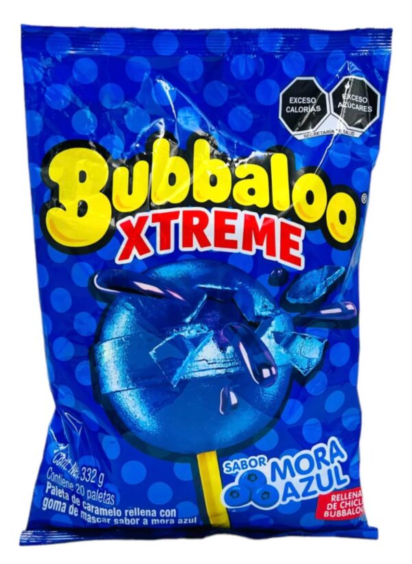 Paleta bubaló extreme mora azul y fresa, bolsa C/20 pz